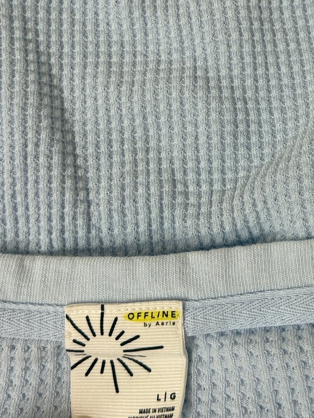 Aerie Offline Pastel Blue Waffle Knit Top - Picture 2 of 5